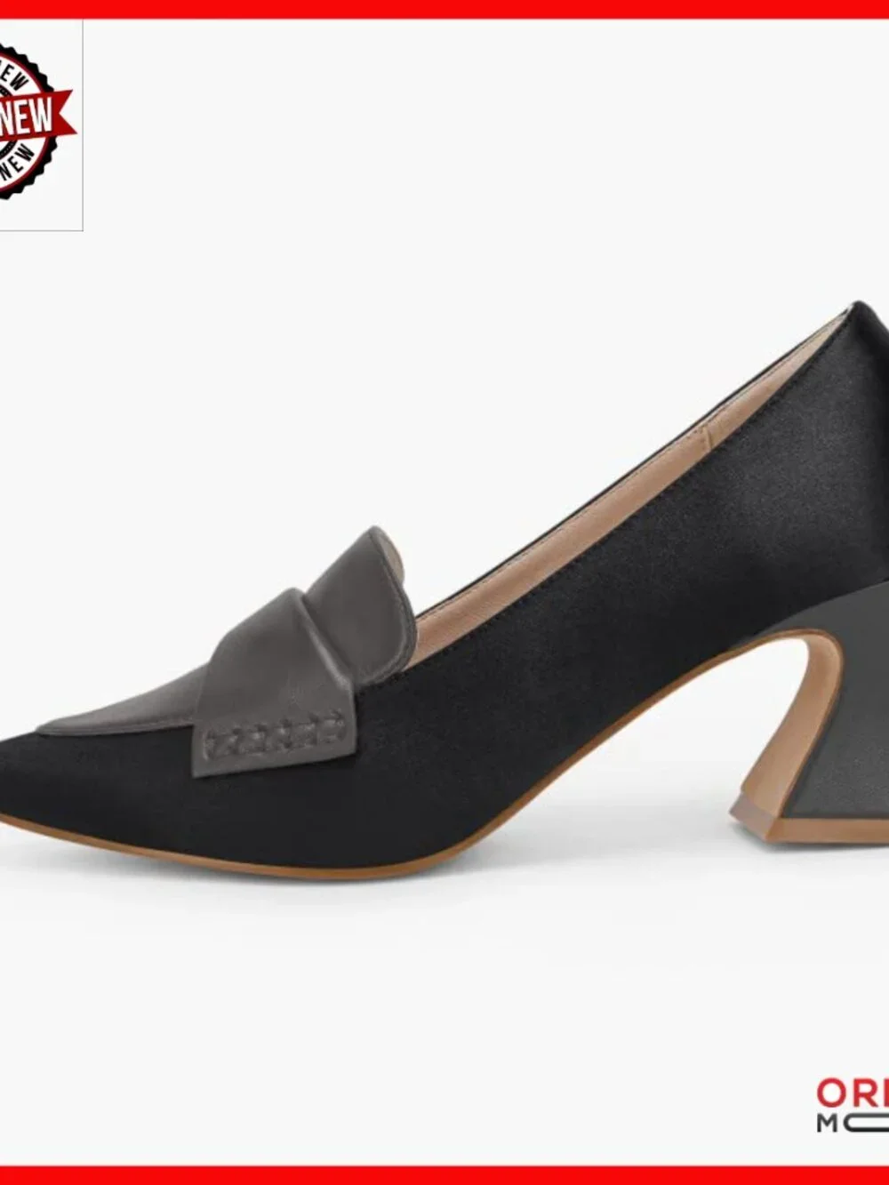 Chunky Block Low Heel Pumps Stitching Retro Office Dress Shoes